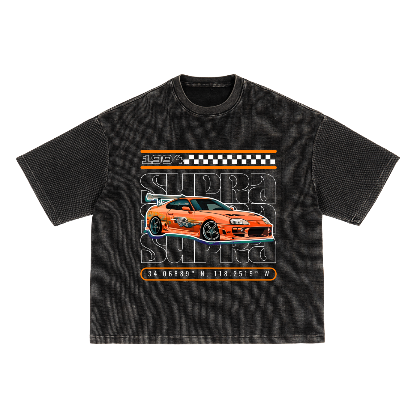 Waffle-Texture Washed Boxy T-Shirt